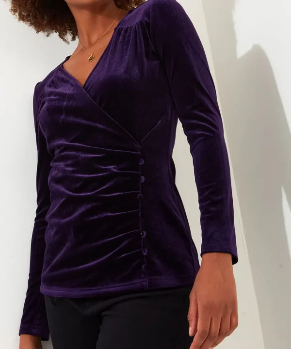 Sale Joe Browns Glamorous Velour Wrap Top Purple / Teal