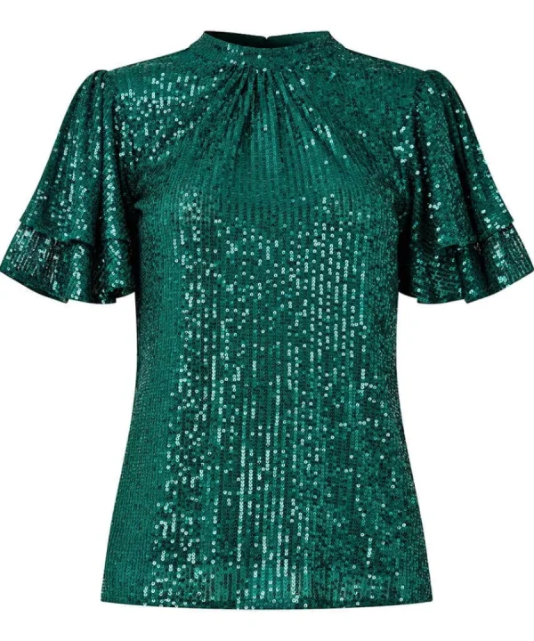 Clearance Joe Browns Goddess Sequin Top Green