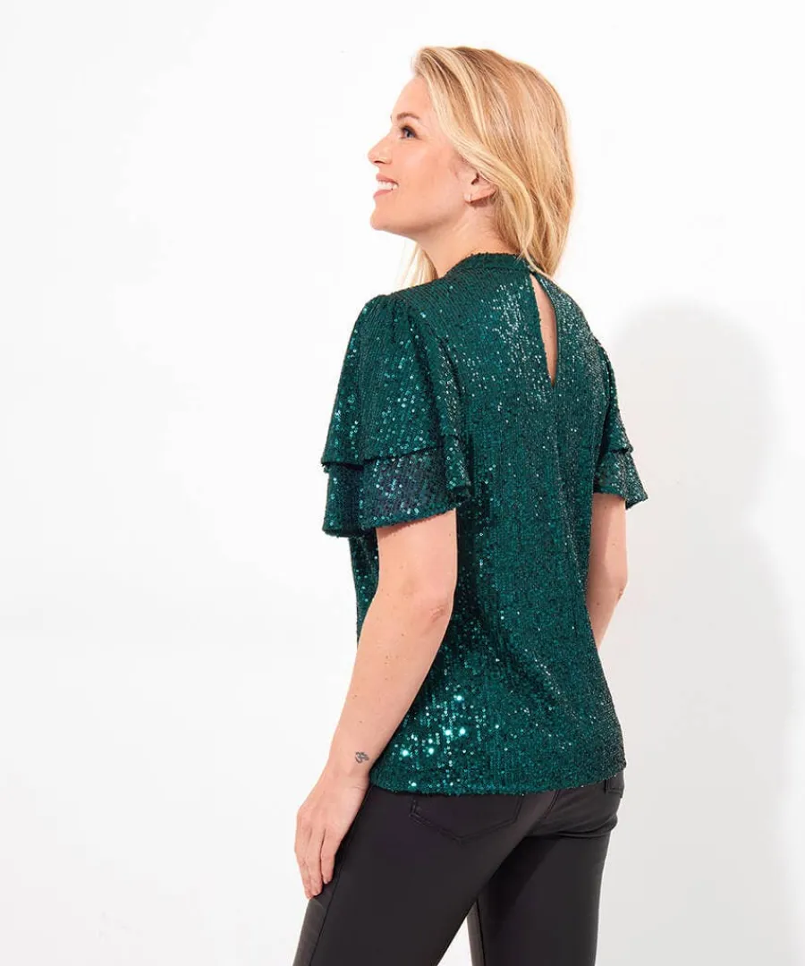 green_goddess_sequin_top_2.webp Clearance Joe Browns Goddess Sequin Top Green