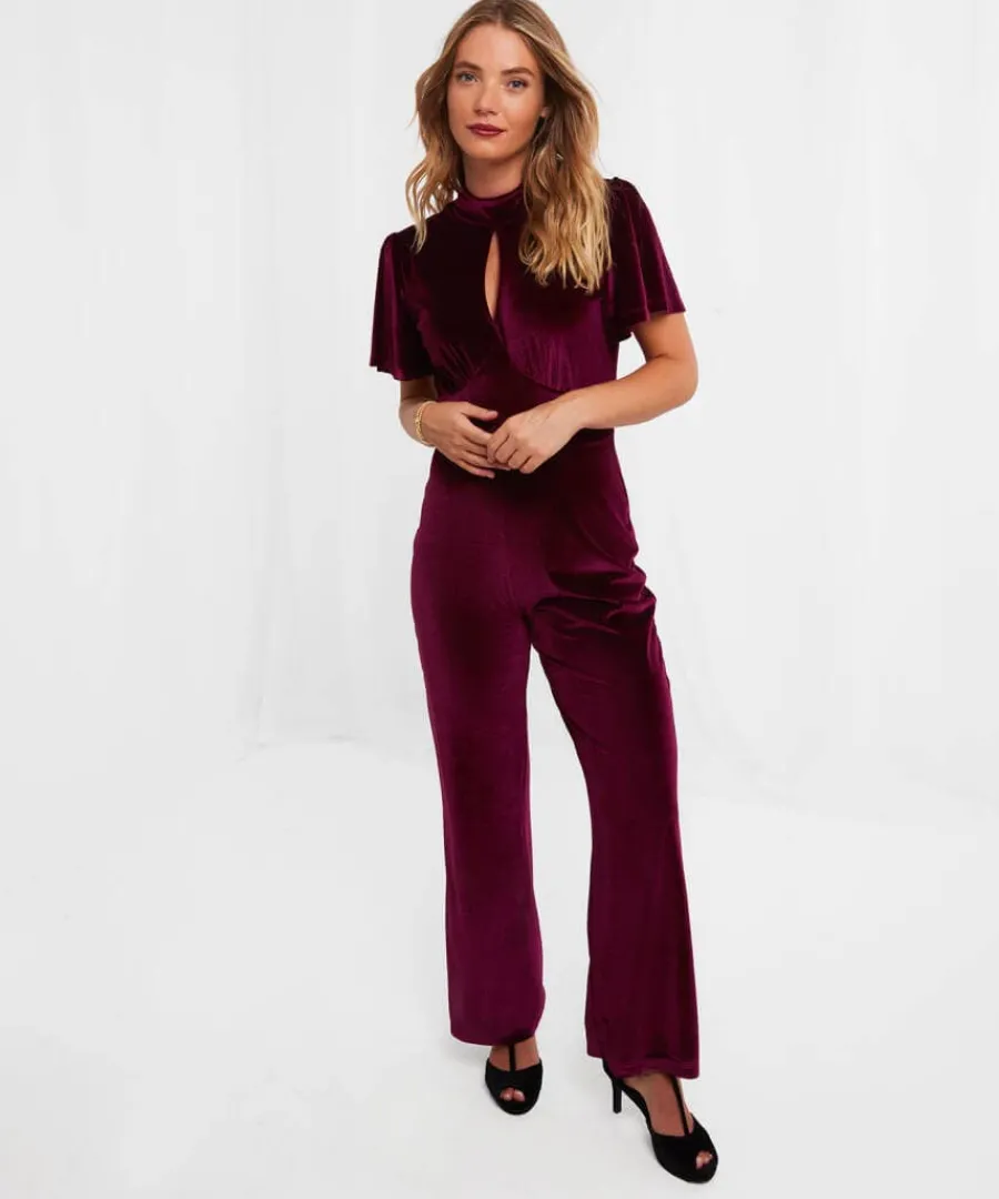 greta_velour_jumpsuit_1.webp Clearance Joe Browns Greta Velour Jumpsuit Berry