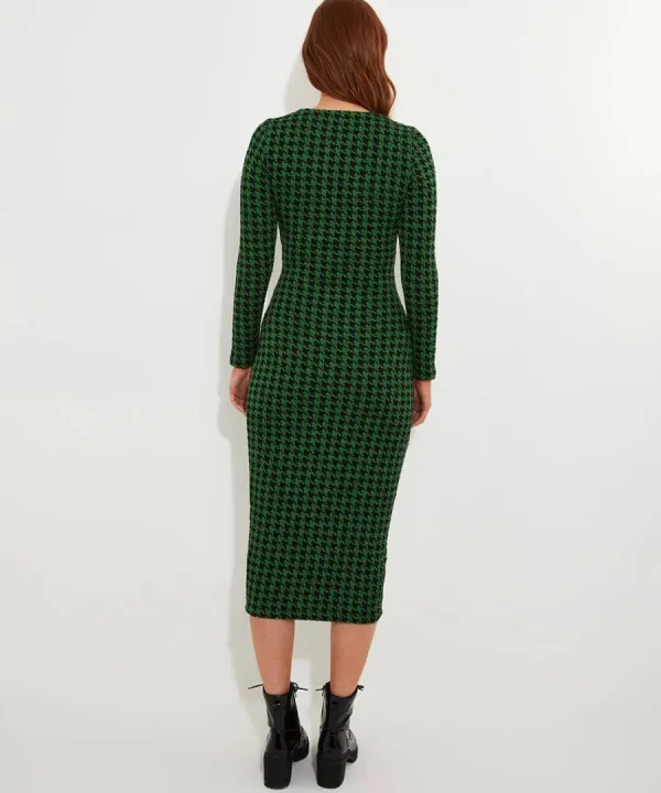 Hot Joe Browns Greta Zip Through Stretch Jacquard Dress Green