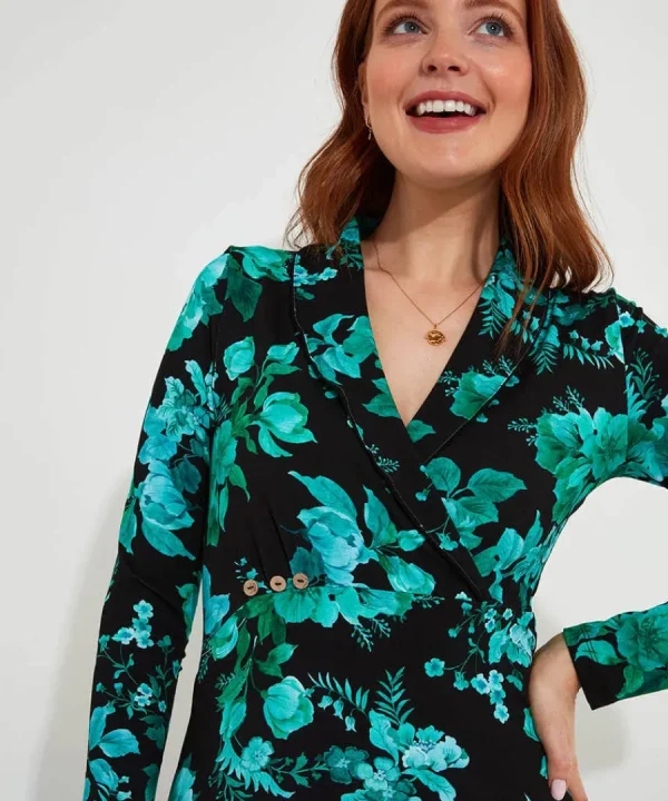 Fashion Joe Browns Hallie Jersey Print Wrap Top Black