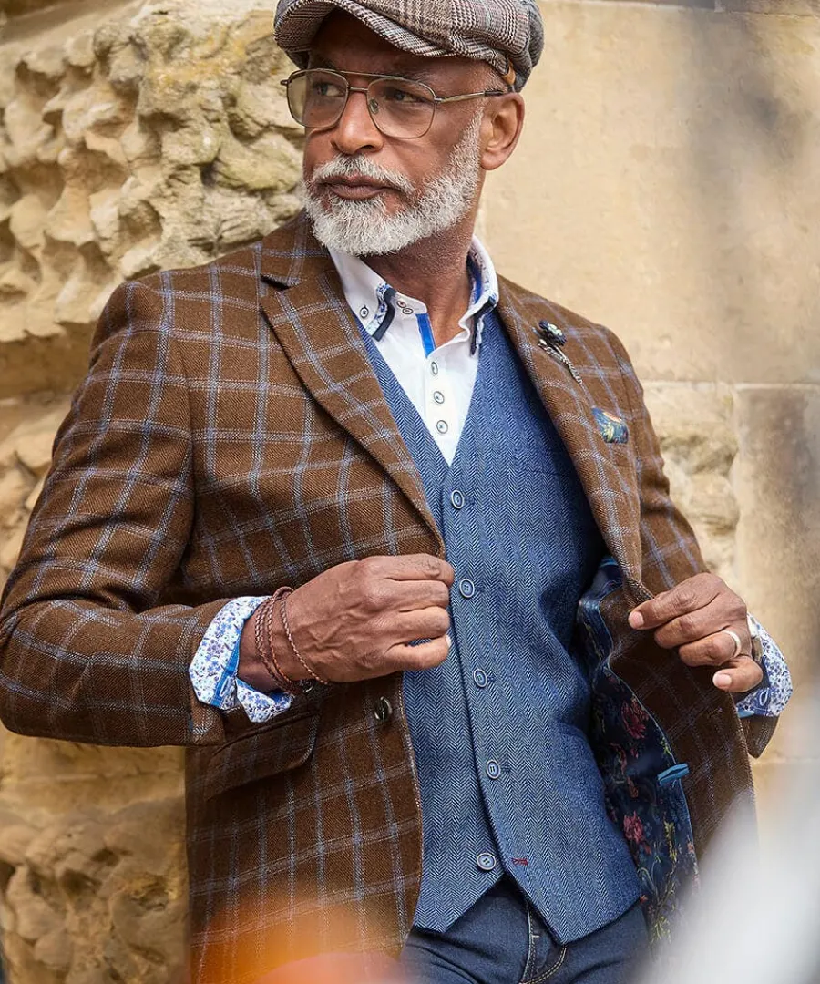 handsome_herringbone_wais_1.webp Online Joe Browns Handsome Herringbone Waistcoat Navy