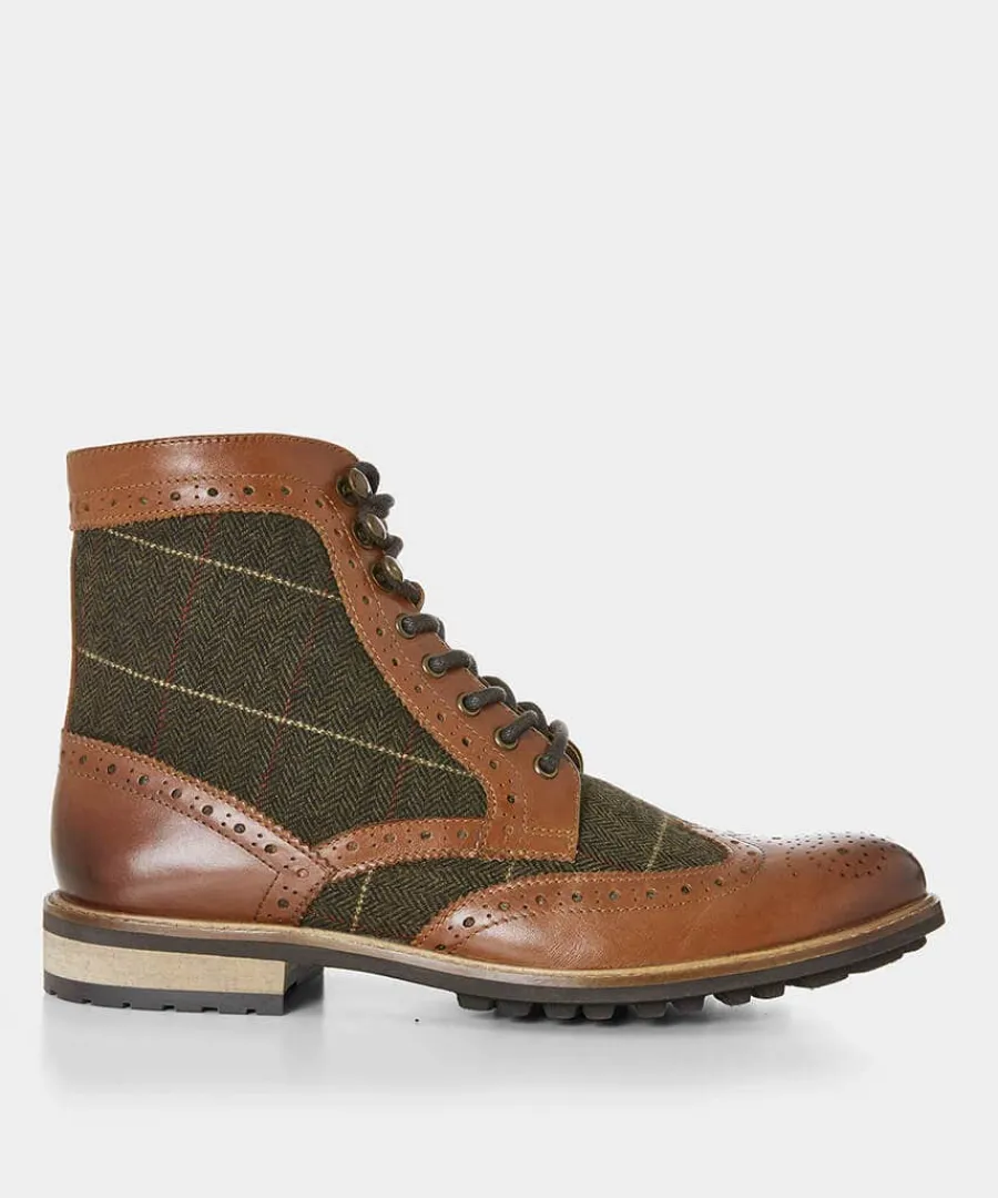 harlington_tweed_and_leat_0.webp Store Joe Browns Harlington Tweed And Leather Boots Tan Multi