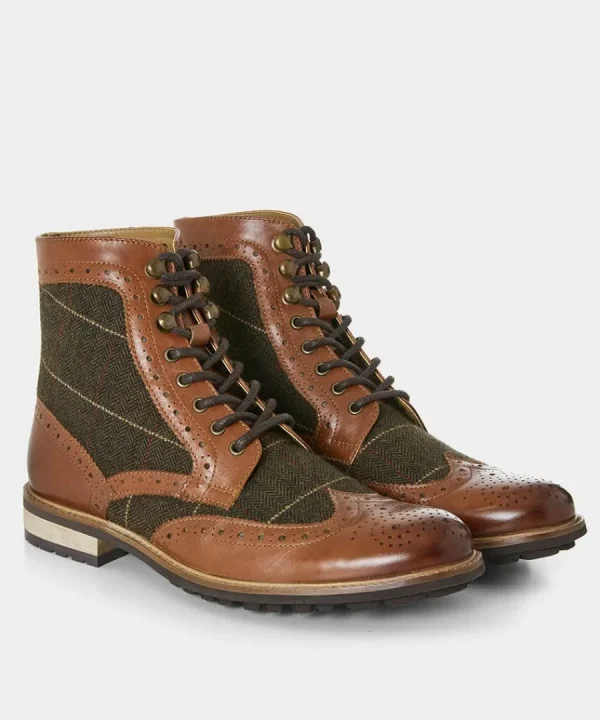 Store Joe Browns Harlington Tweed And Leather Boots Tan Multi