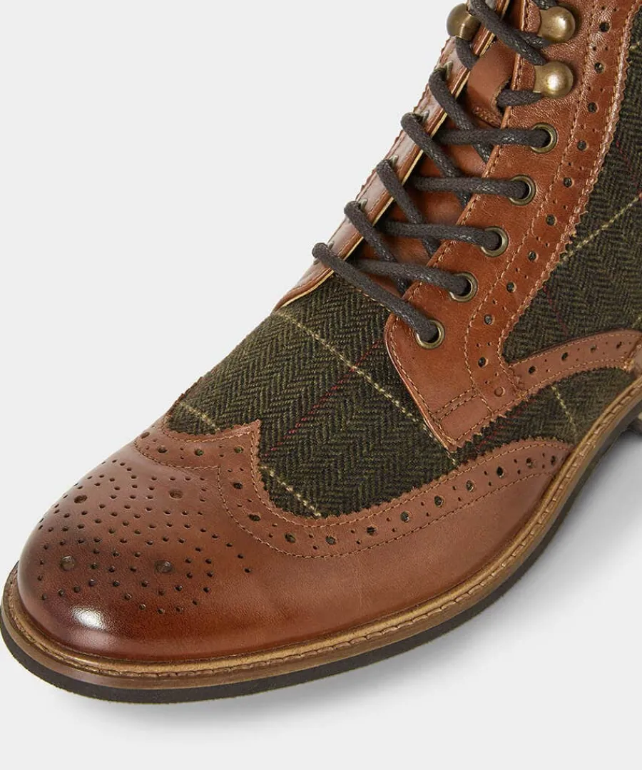 harlington_tweed_and_leat_3.webp Store Joe Browns Harlington Tweed And Leather Boots Tan Multi