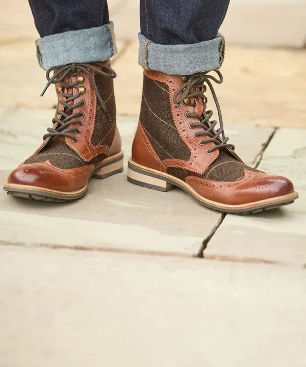 Store Joe Browns Harlington Tweed And Leather Boots Tan Multi