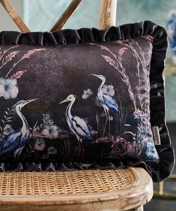 New Joe Browns Harmonious Herons Reversible Cushion Charcoal
