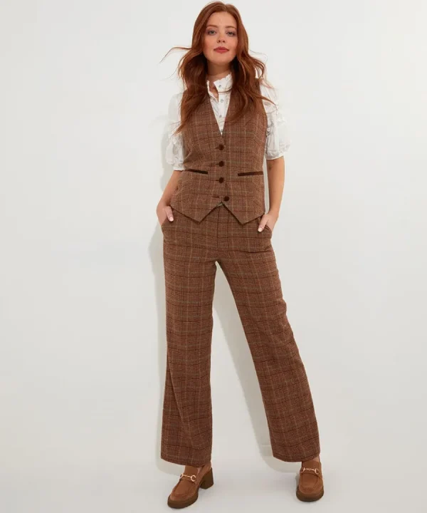 Clearance Joe Browns Heritage Check Waistcoat Brown