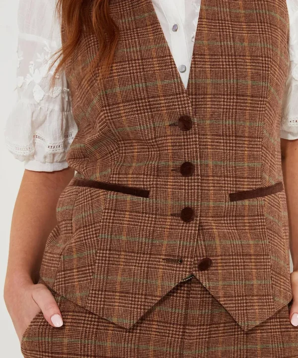 Clearance Joe Browns Heritage Check Waistcoat Brown