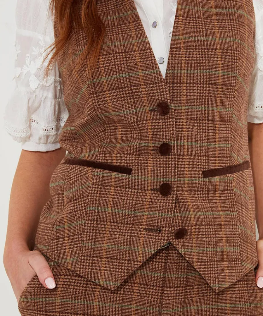 heritage_check_waistcoat_4.webp Clearance Joe Browns Heritage Check Waistcoat Brown