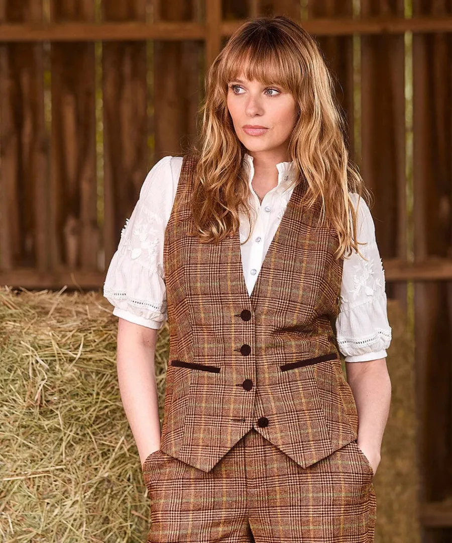 heritage_check_waistcoat_5.webp Clearance Joe Browns Heritage Check Waistcoat Brown