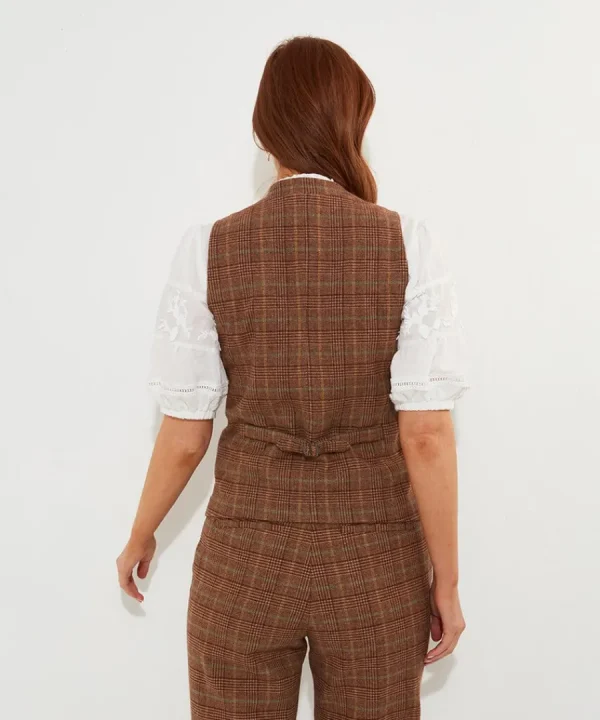 Clearance Joe Browns Heritage Check Waistcoat Brown