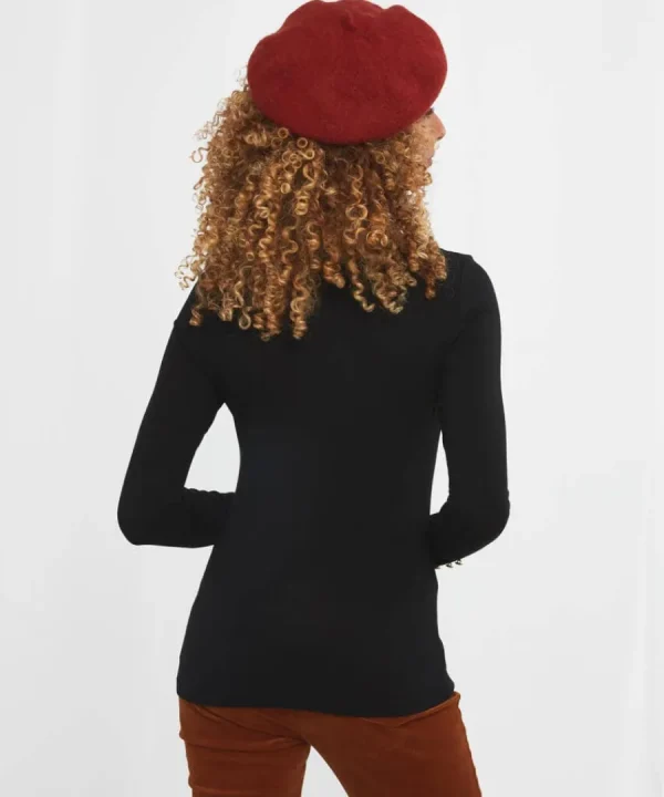 Shop Joe Browns Jersey Roll Neck Top Black / Berry / Orange / Winter White