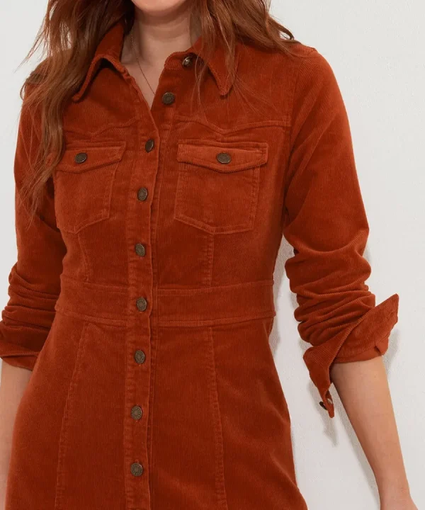 Online Joe Browns Josie Cord Button Through Dress Orange
