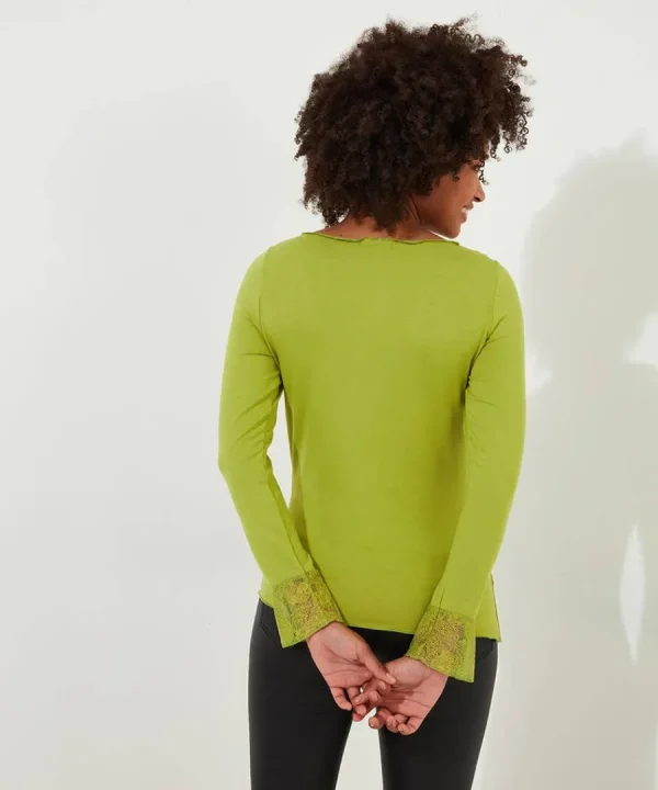 Best Sale Joe Browns Josie Lace Trim Top Green / Black
