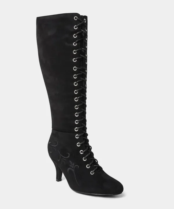 Cheap Joe Browns Layla Lace Up Embroidered Boots Black