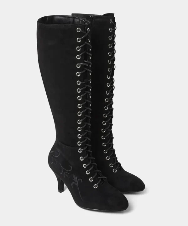 Cheap Joe Browns Layla Lace Up Embroidered Boots Black