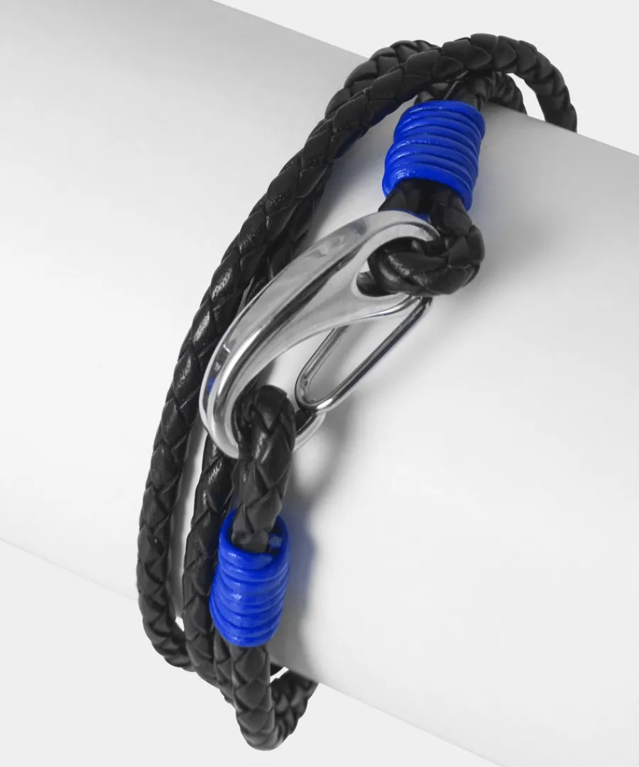 leather_colour_bound_brac_1.webp Sale Joe Browns Leather Colour Bound Bracelet Black/Cobalt / Dark Grey/Magenta