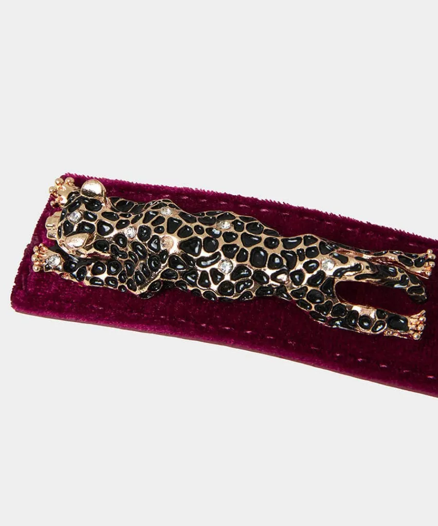 leopard_trim_deco_velvet__1-1.webp Best Sale Joe Browns Leopard Trim Deco Velvet Belt Dark Red