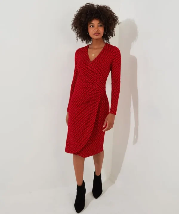 Clearance Joe Browns Lola Geo Jersey Dress Red