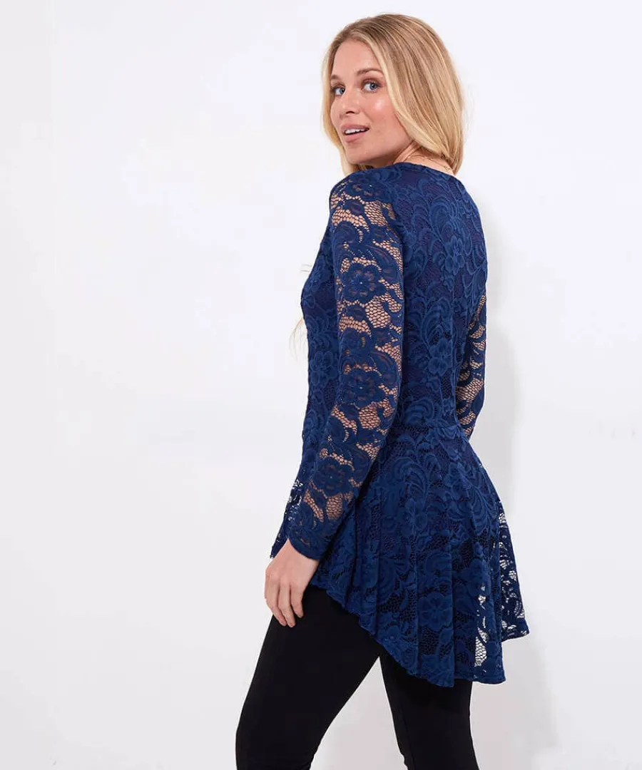 loretta_lace_zip_top_2.webp Best Sale Joe Browns Loretta Lace Zip Top Teal