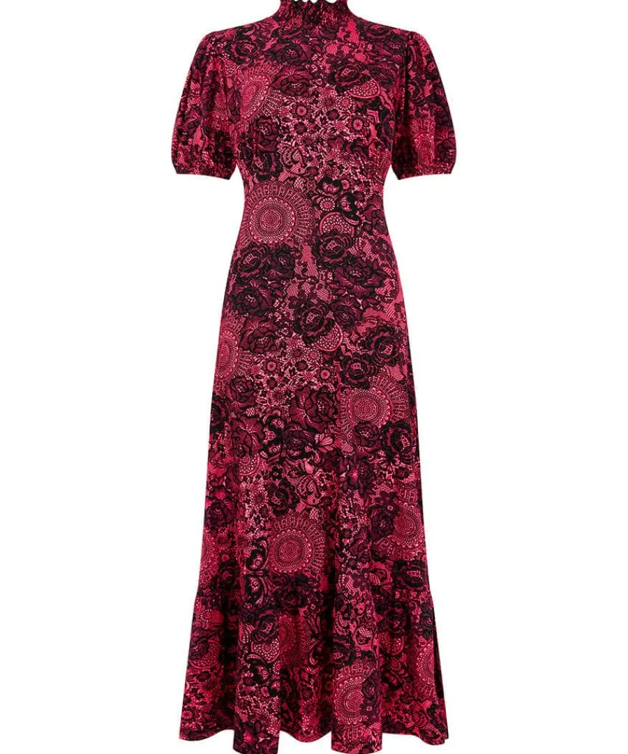 lovely_lace_print_jersey__0.webp Fashion Joe Browns Lovely Lace Print Jersey Dress Pink