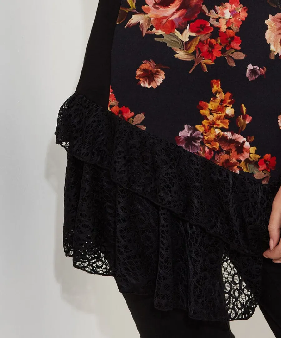 lovely_lace_trim_jersey_t_3.webp Sale Joe Browns Lovely Lace Trim Jersey Tunic Black