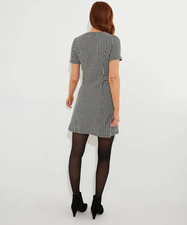 New Joe Browns Lulu Dogstooth Stretch Jacquard Dress Black / White