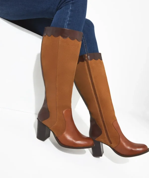 New Joe Browns Made You Look Suede Leather Boots Tan Multi