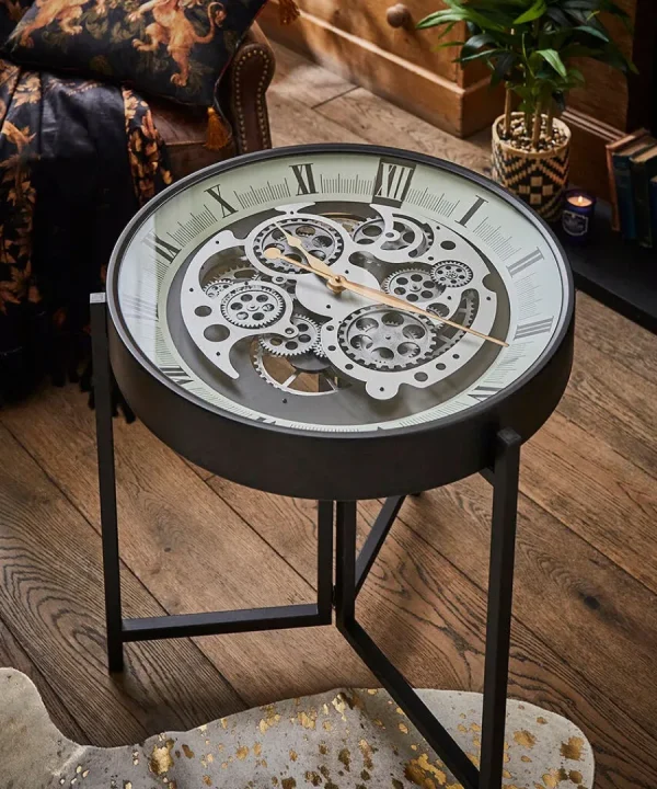 Sale Joe Browns Magnificent Moving Gears Clock Side Table Black