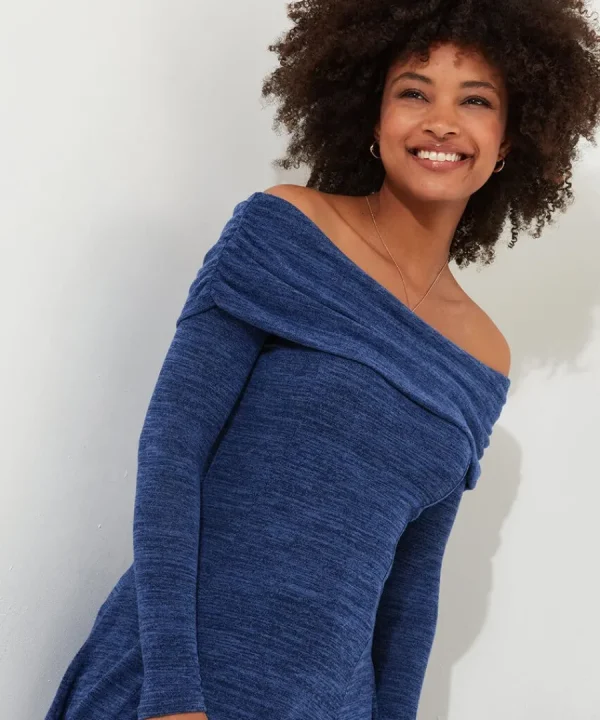 New Joe Browns Maisie Jersey Bardot Tunic Blue