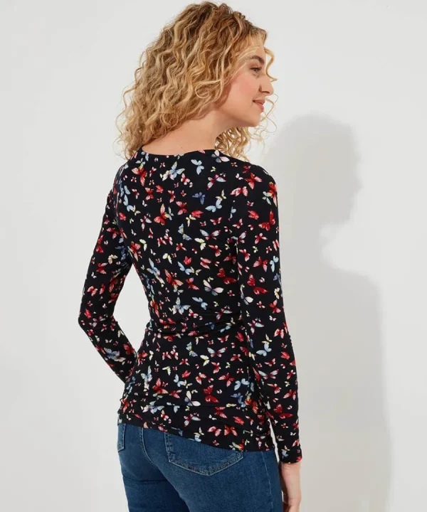 Best Joe Browns Make A Statement Keyhole Jersey Print Top Black