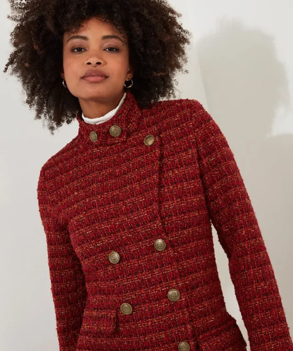 Fashion Joe Browns Maya Tweed Maxi Coat Burnt Orange