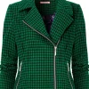 Online Joe Browns Meg Dogstooth Biker Jacket Green