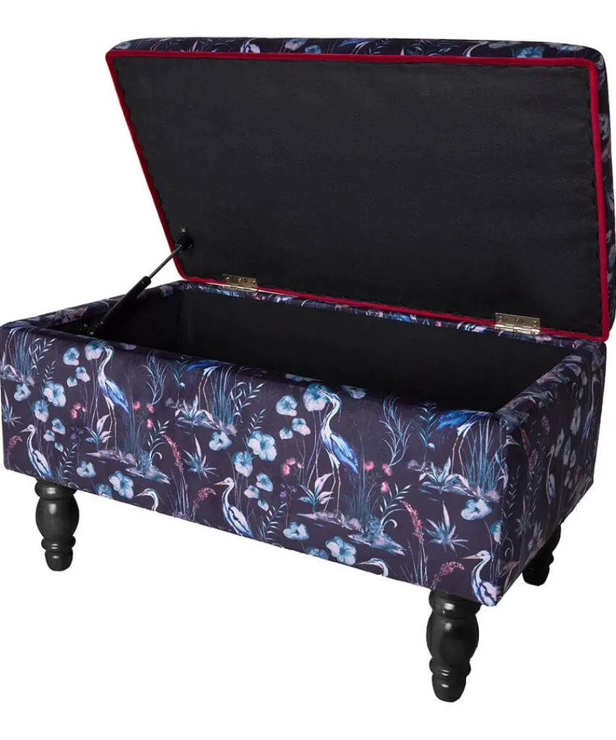 nouveau_herons_velvet_sto_1.webp Best Joe Browns Nouveau Herons Velvet Storage Footstool Charcoal