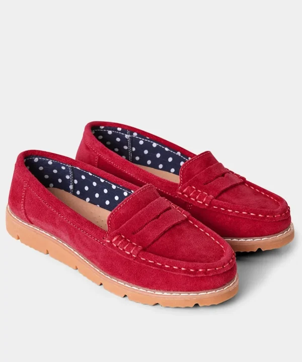 Shop Joe Browns Palma Harbour Suede Loafers Red