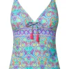 Hot Joe Browns Paradise Cove Tankini Top Blue Multi