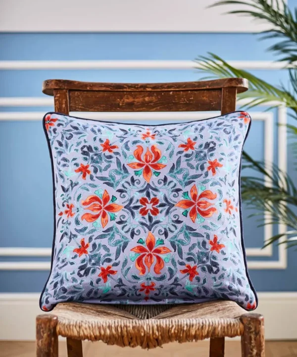 Online Joe Browns Peaceful Pergola Scene Reversible Cushion Blue