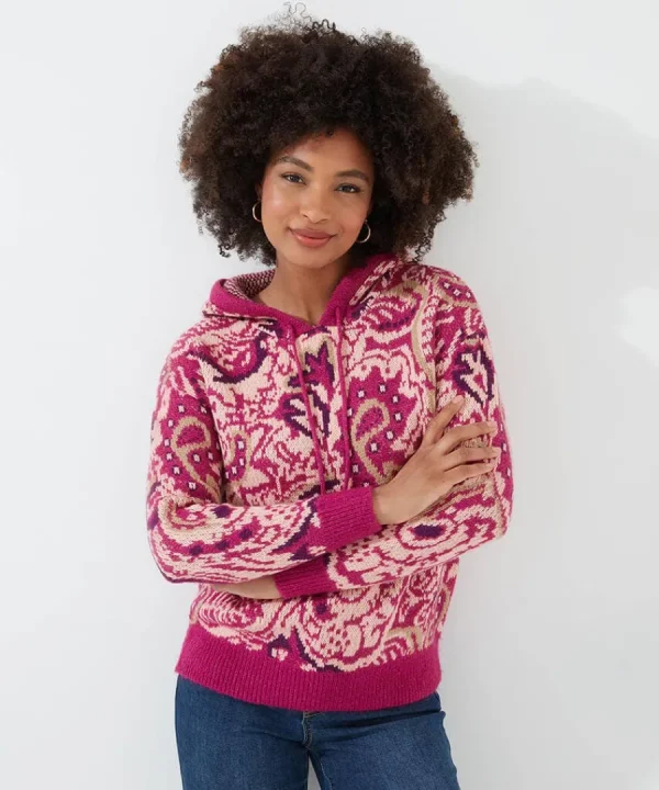 Fashion Joe Browns Perfectly Paisley Hooded Jumper Pink