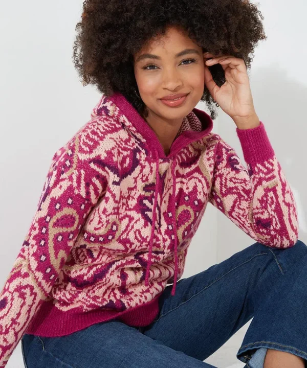 Fashion Joe Browns Perfectly Paisley Hooded Jumper Pink