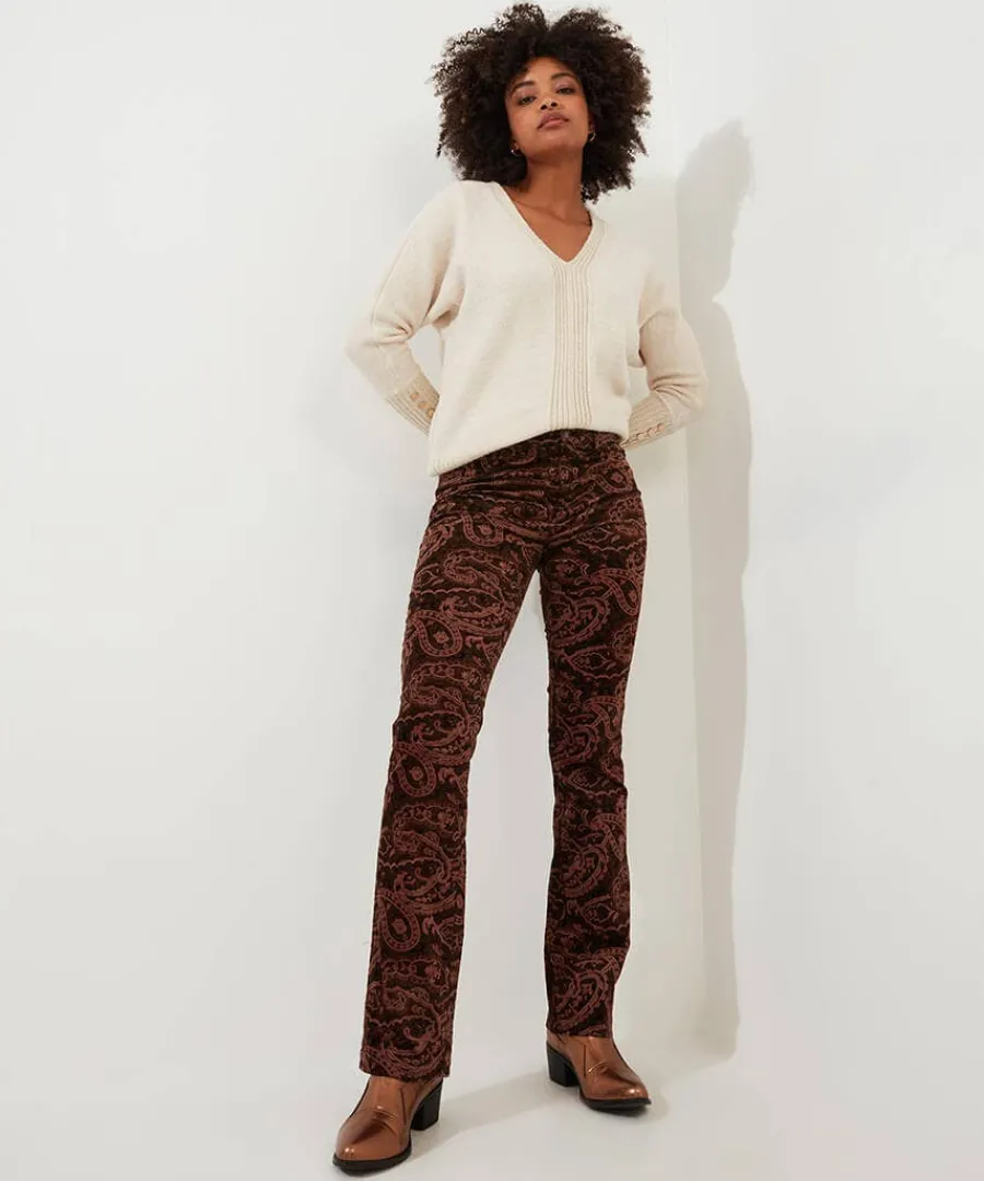 perfectly_paisley_printed_1.webp Sale Joe Browns Perfectly Paisley Printed Moleskin Trousers Brown