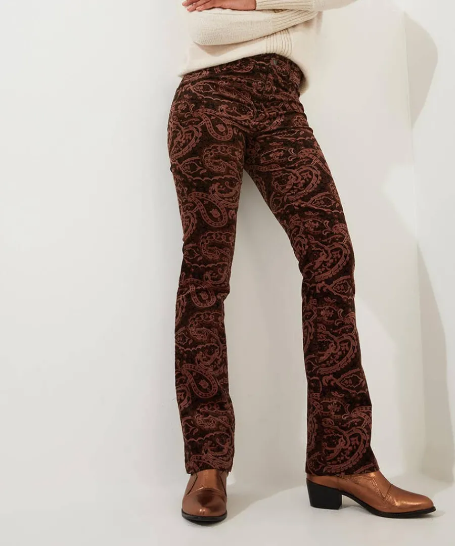 perfectly_paisley_printed_2.webp Sale Joe Browns Perfectly Paisley Printed Moleskin Trousers Brown