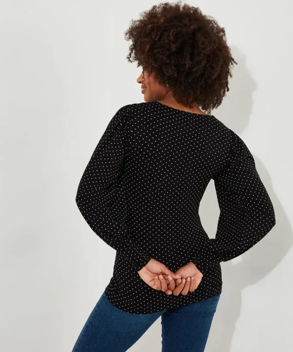 Online Joe Browns Perfectly Polka Dot Jersey Top Black