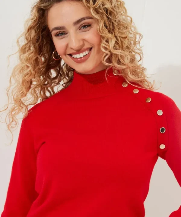 Best Joe Browns Poppy High Neck Jumper Red / Black