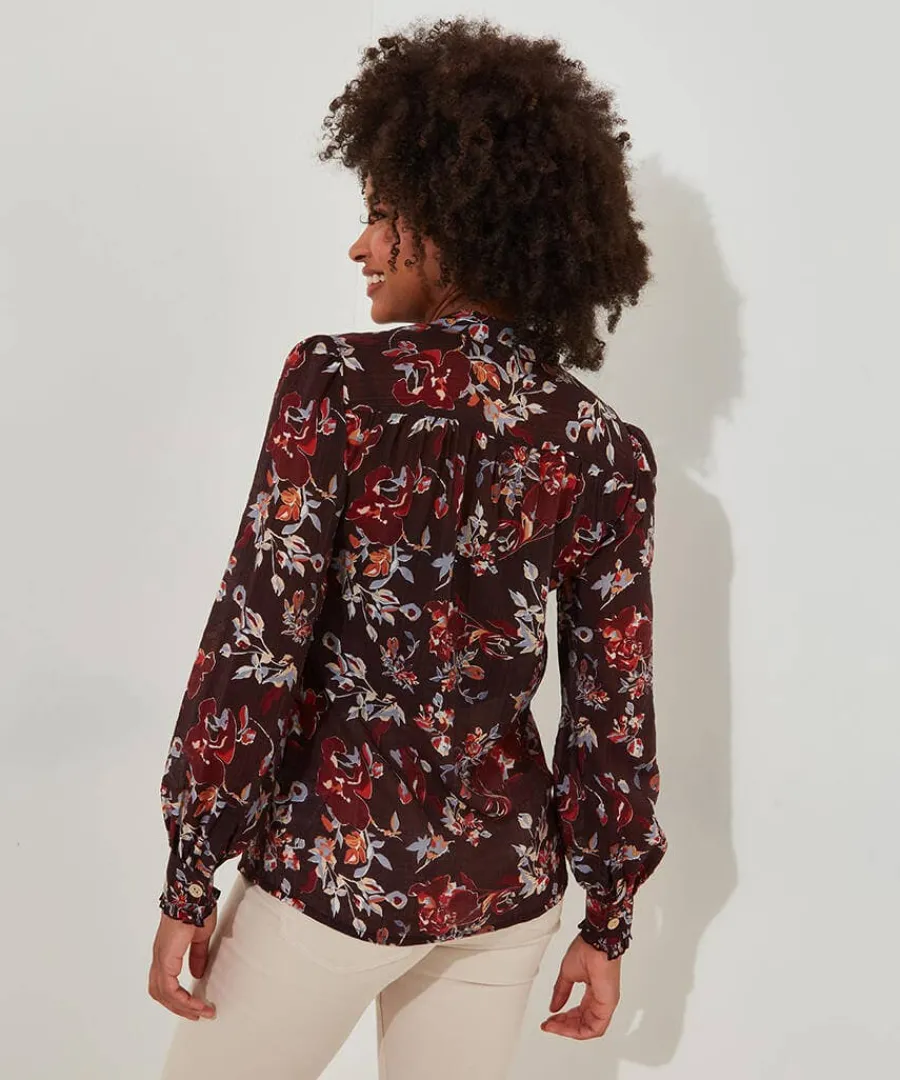prettiest_floral_blouse_a_4.webp Clearance Joe Browns Prettiest Floral Blouse And Cami Aubergine