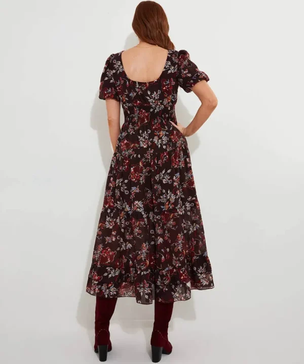 Cheap Joe Browns Prettiest Floral Dress Aubergine