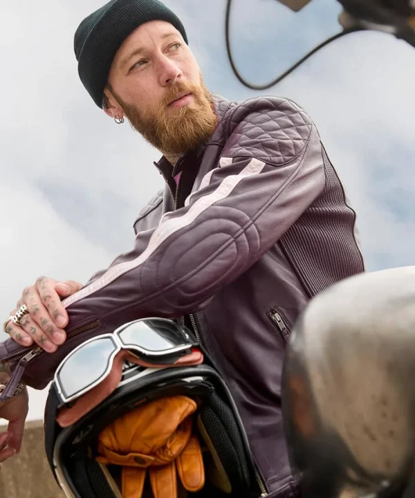 New Joe Browns Racer Leather Jacket Purple