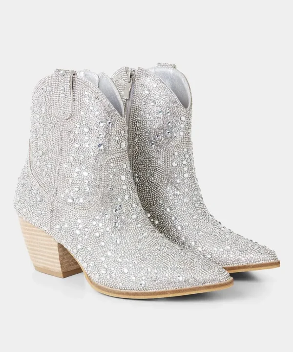 Hot Joe Browns Ray Of Light Shimmering Boots Silver