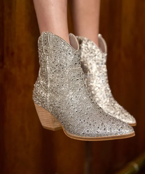 Hot Joe Browns Ray Of Light Shimmering Boots Silver